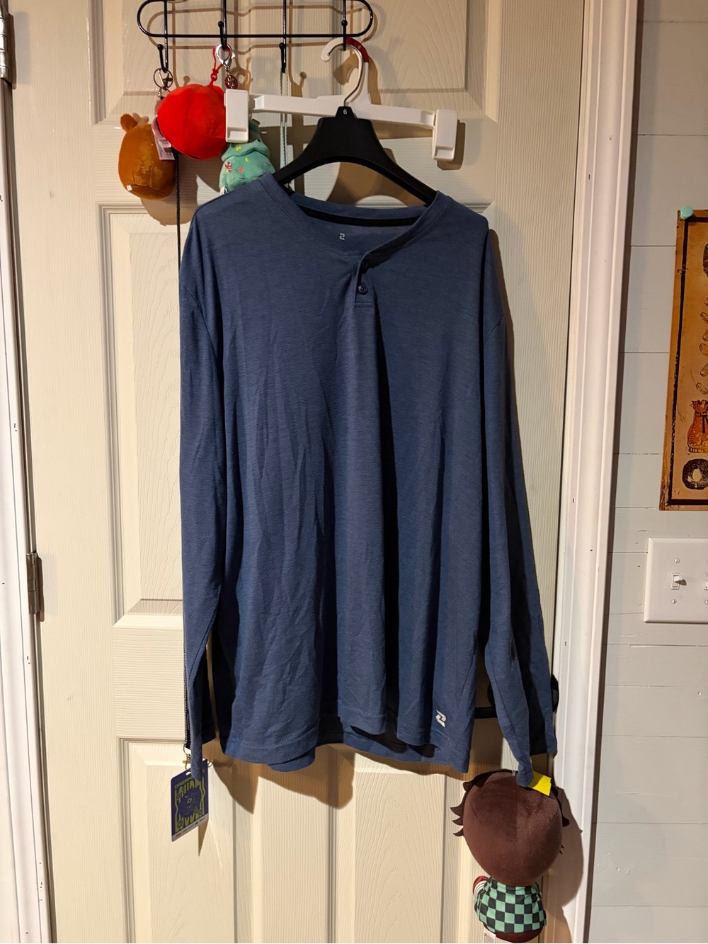 ZELOS Men's Long-Sleeve Henley in Slate Blue